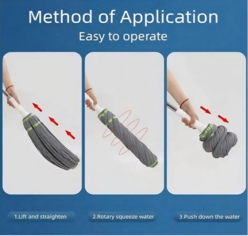 Ultimate Microfiber Floor Cleaning System: Self-Wringing Twist Mop with Ergonomic Stainless Steel Handle